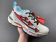 These are the Off-White Be Right Back sneakers in white blue and red - 6