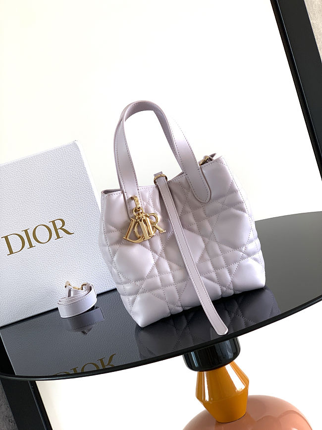 Dior Small Toujours Vertical Tote Bag in white size 18.5x18.5x12 cm - 1
