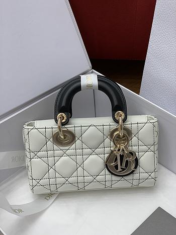 Mini Lady D-Joy Bag Pearlescent White Cannage size 19x10x5 cm 