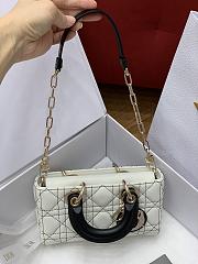 Mini Lady D-Joy Bag Pearlescent White Cannage size 19x10x5 cm  - 2