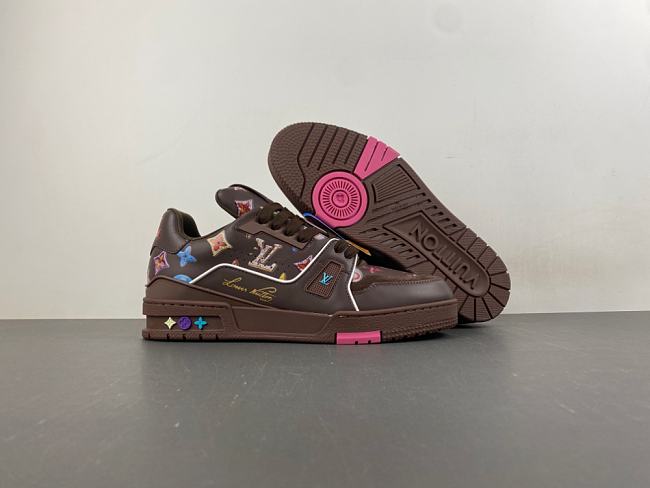  LV trainer coffee-colored sequined lettering - 1