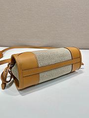 Prada Bonnie Small Linen And Leather Handbag size 23.5*12*9cm - 5