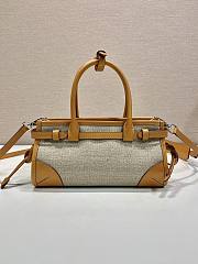 Prada Bonnie Small Linen And Leather Handbag size 23.5*12*9cm - 3