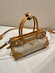 Prada Bonnie Small Linen And Leather Handbag size 23.5*12*9cm - 2