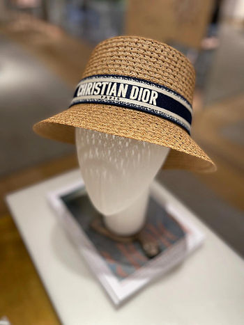 DIOR New Paper Woven Hat with Embroidered Logo