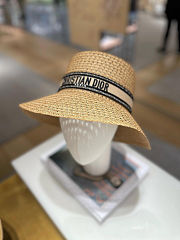 DIOR New Paper Woven Hat with Embroidered Logo - 5
