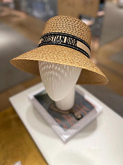 DIOR New Paper Woven Hat with Embroidered Logo - 2