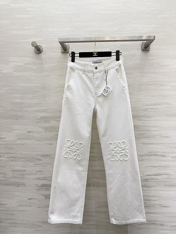 Anagram baggy jeans in denim White - LOEWE APAC 