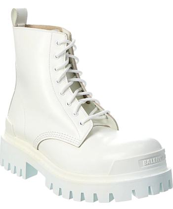 Balenciaga Strike Leather Combat Boot White