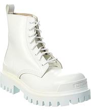 Balenciaga Strike Leather Combat Boot White - 2
