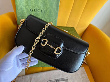 Gucci Horsebit 1955 Small Shoulder black Bag  size 24 × 15 × 5.5 cm