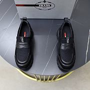 Prada Black Prax Mesh Fabric And Leather Loafers - 5