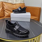 Prada Black Prax Mesh Fabric And Leather Loafers - 4