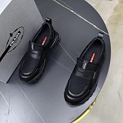 Prada Black Prax Mesh Fabric And Leather Loafers - 2